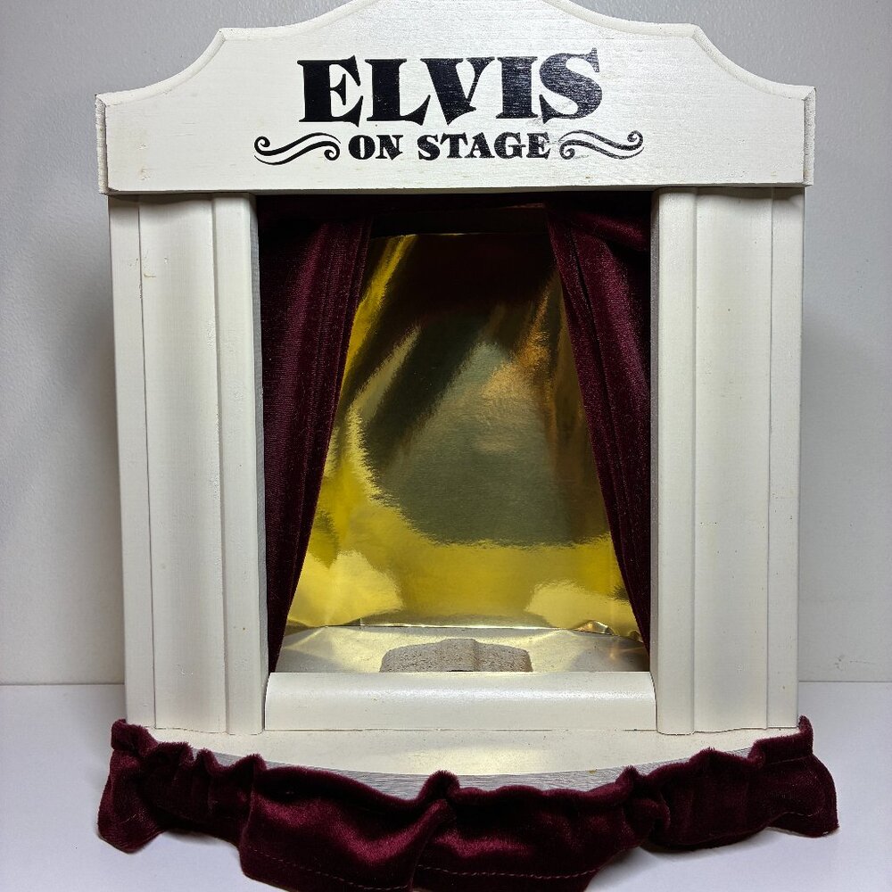 Elvis Presley On Stage White With Red Curtain Holds A Mini McCormick Decanter